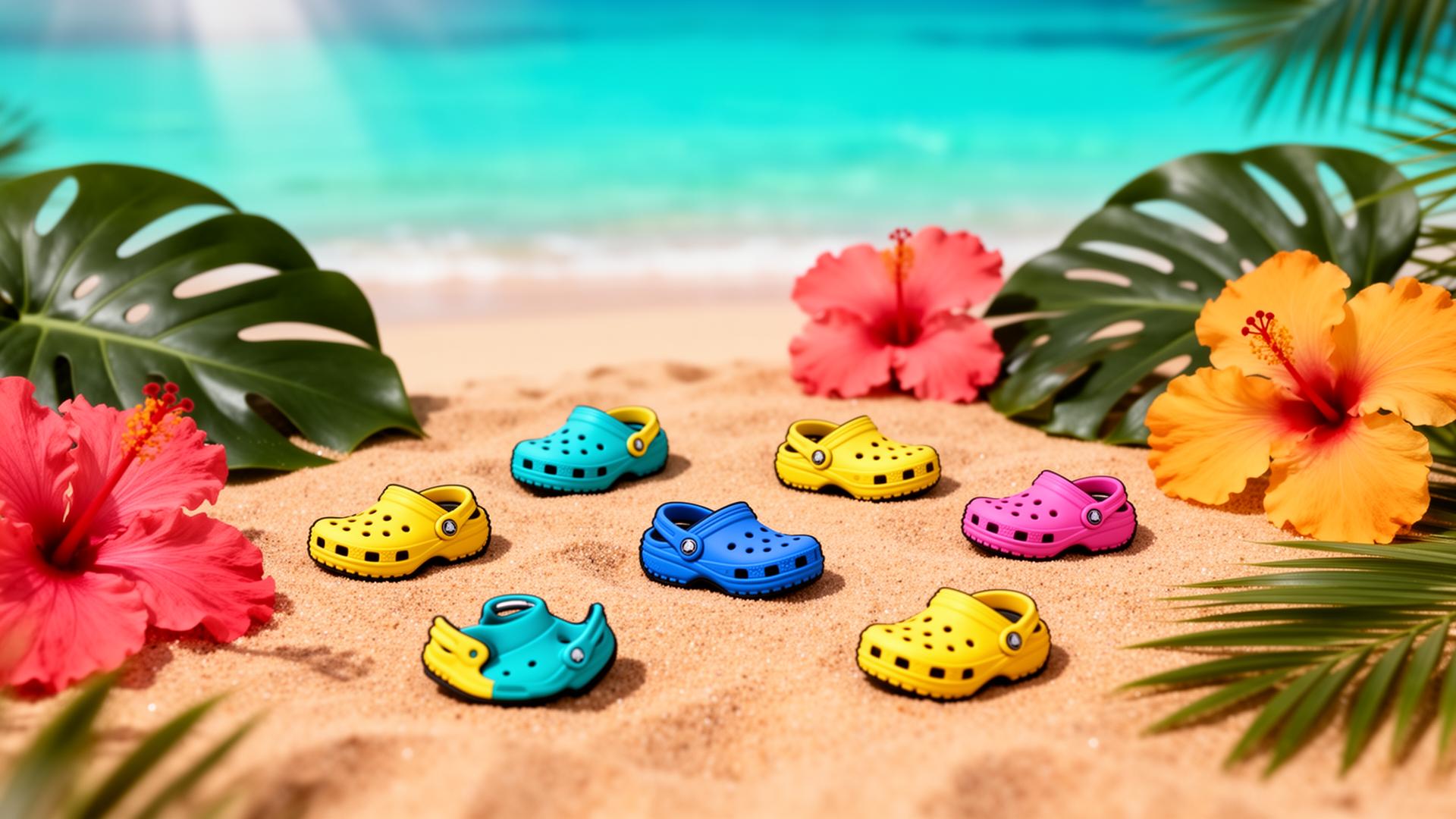 Pins et charms tropicaux Skail-Shop sur sable et hibiscus